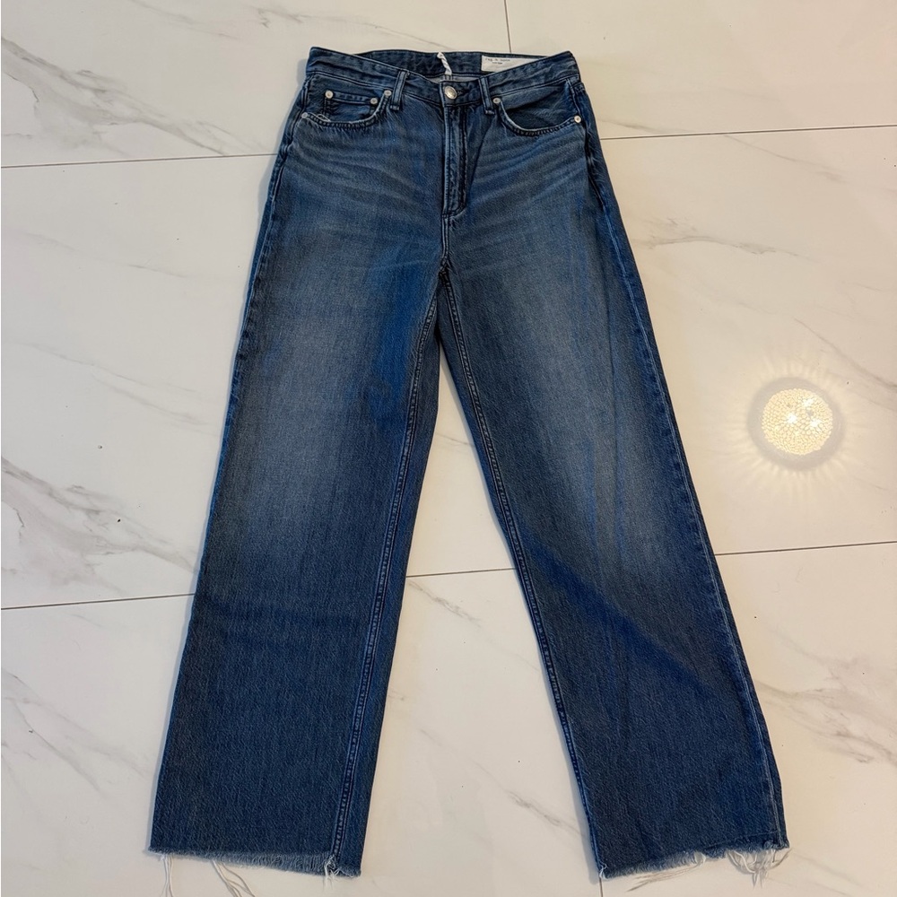 rag & bone Wide-Leg Jeans in Dark Blue Wash
